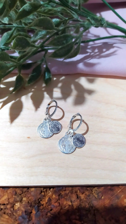 Brinco argola dupla medalhar banhado em Prata 925 Majuh Semijoias Handmade