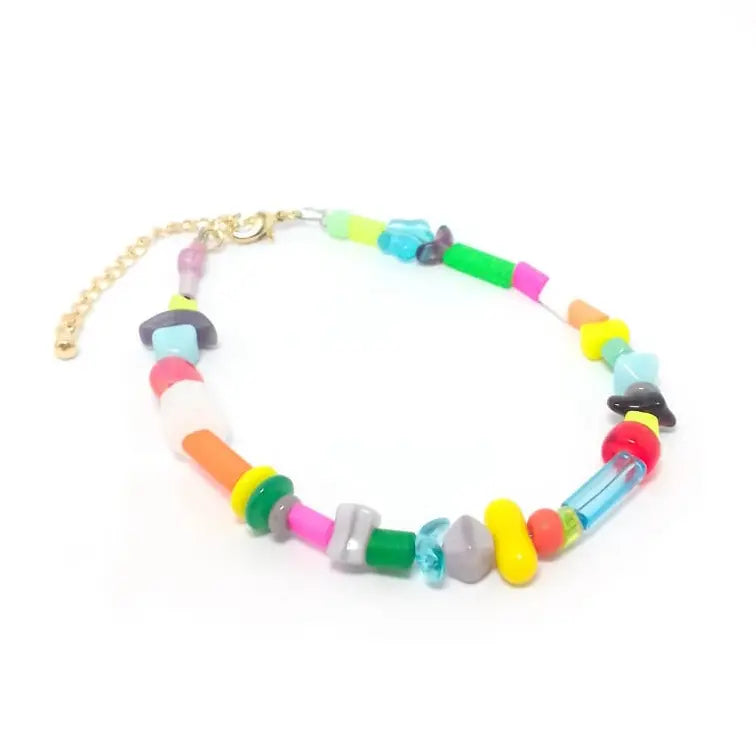 Pulseira Yasmin colorida em cristal de murano banhado em Ouro 18k Majuh Semijoias Handmade